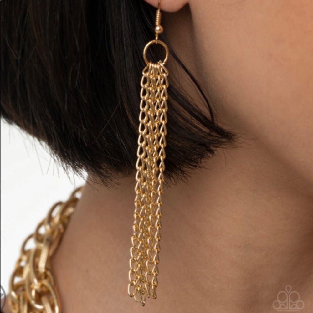 Long single strand of spiraling earrings